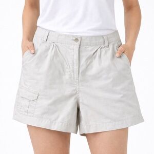 Vintage Freeze Frame High Waist Pleated Khaki Hiking Cargo Shorts With Pockets